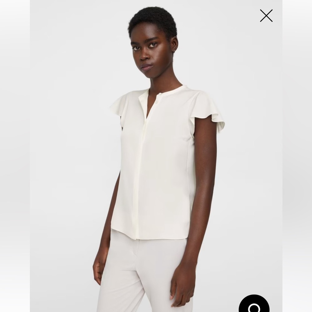 Theory Ruffle Sleeve Top in Silk Georgette Size L NWT